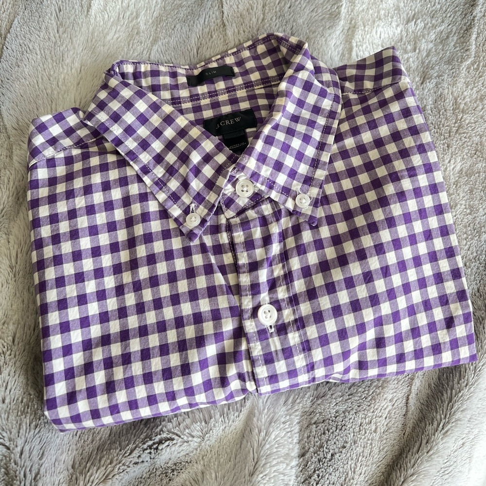 J. Crew Men's Purple Gingham Shirt